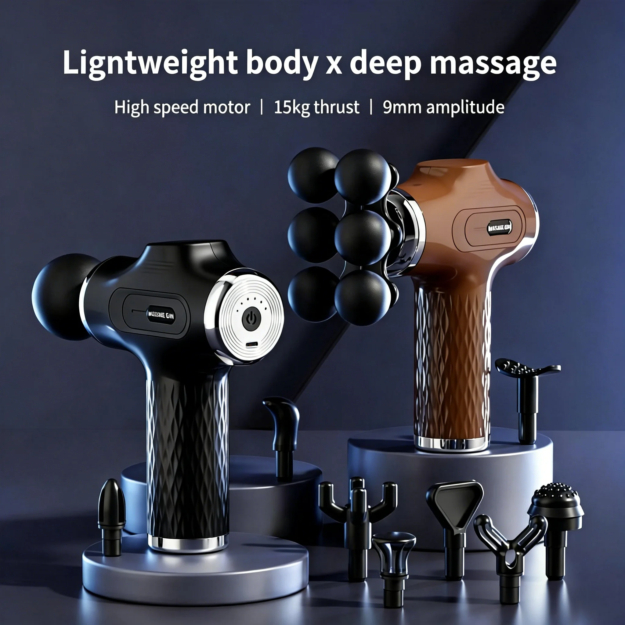 Health Wellness Massage - مسدس تدليك كهربائي بعشر رؤوس لاسترخاء