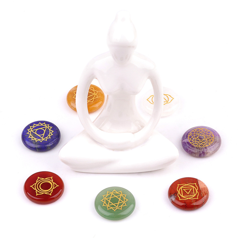 Healing Crystal Set - 7 قطع/مجموعة من الخرز الحجري الطبيعي،