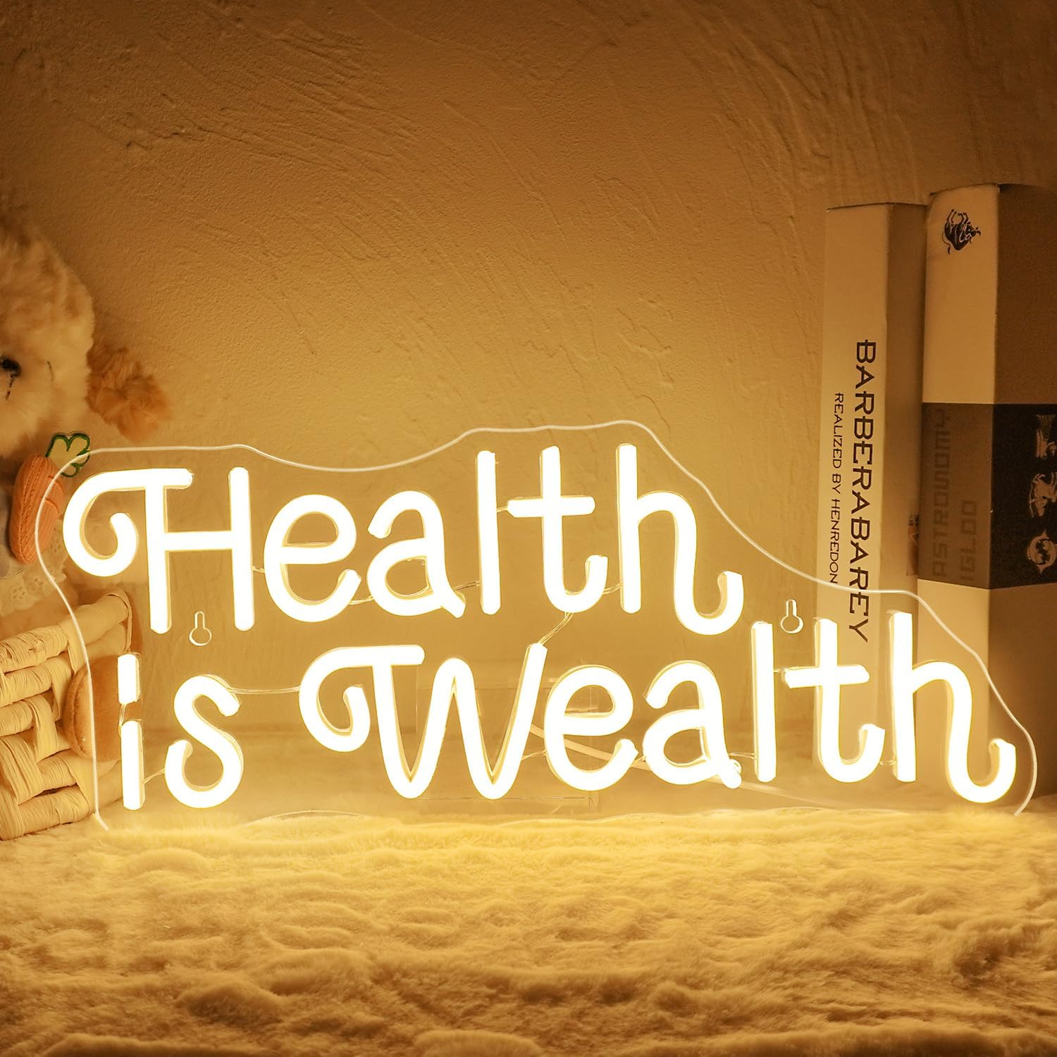 Health Wellness Office - الصحة هي الثروة - لافتة نيون