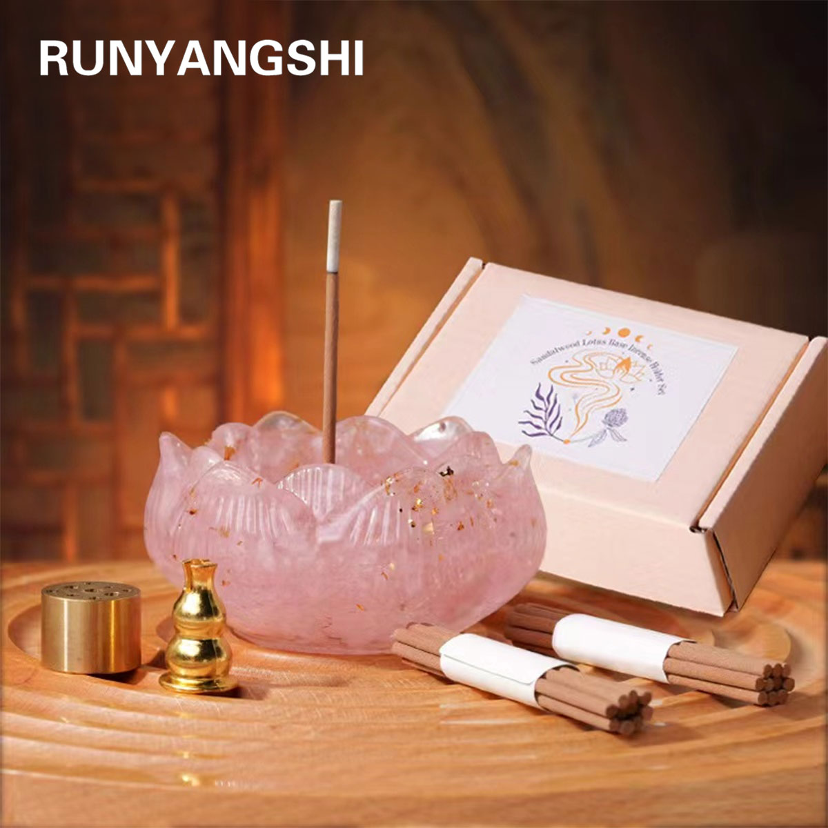 Healing Crystal Set - قاعدة شموع حجر ريكي راتينج ،
