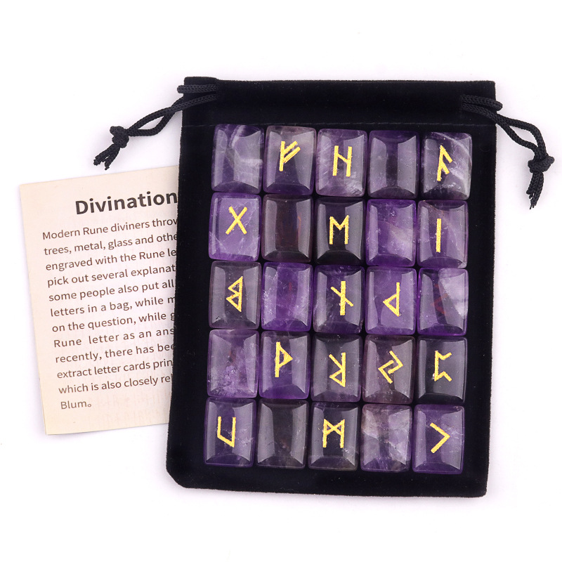 Healing Crystal Set - 25 قطعة مجموعة أحجار الرونية محفورة