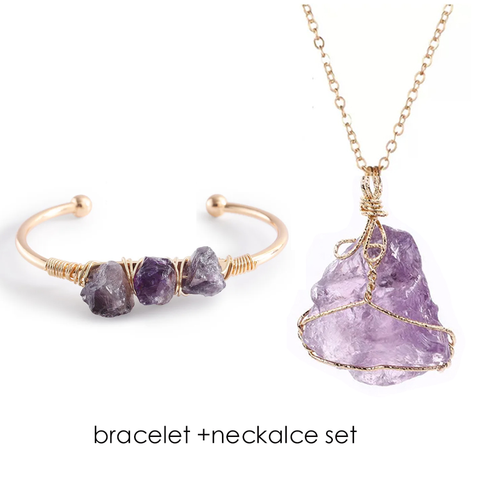 Healing Crystal Set - أساور أساور مفتوحة من الحجر الطبيعي